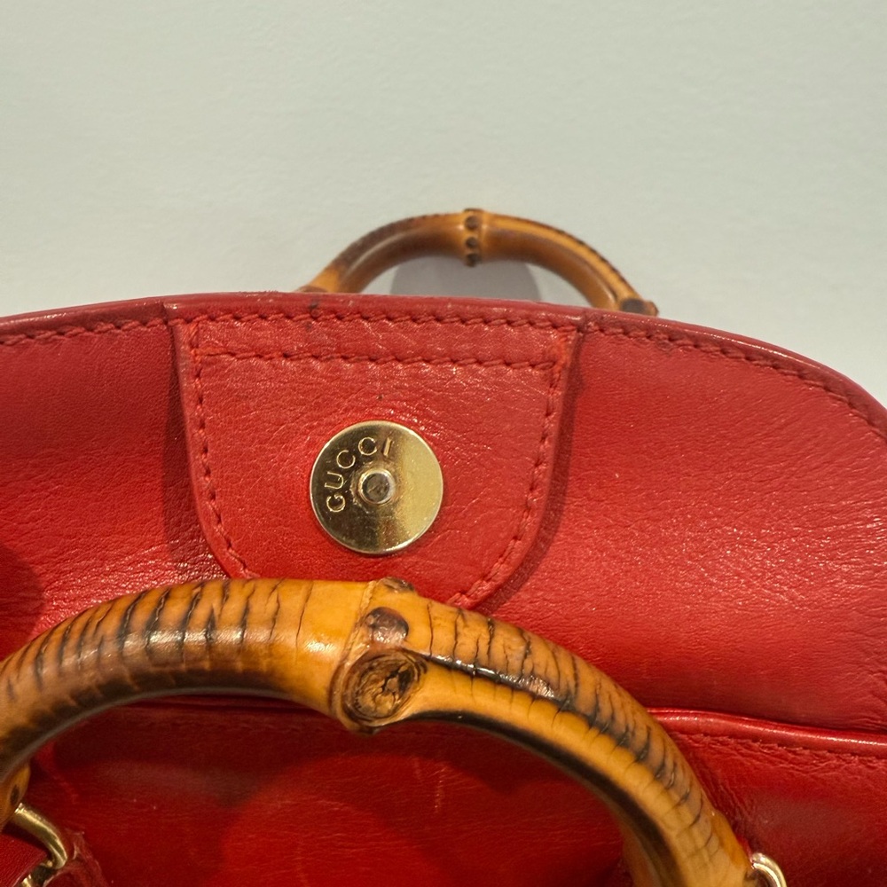 Gucci bamboo Red Leather mini Handbag - Picture 7 of 10